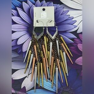 Elegant Tri-Tone Spike Earrings